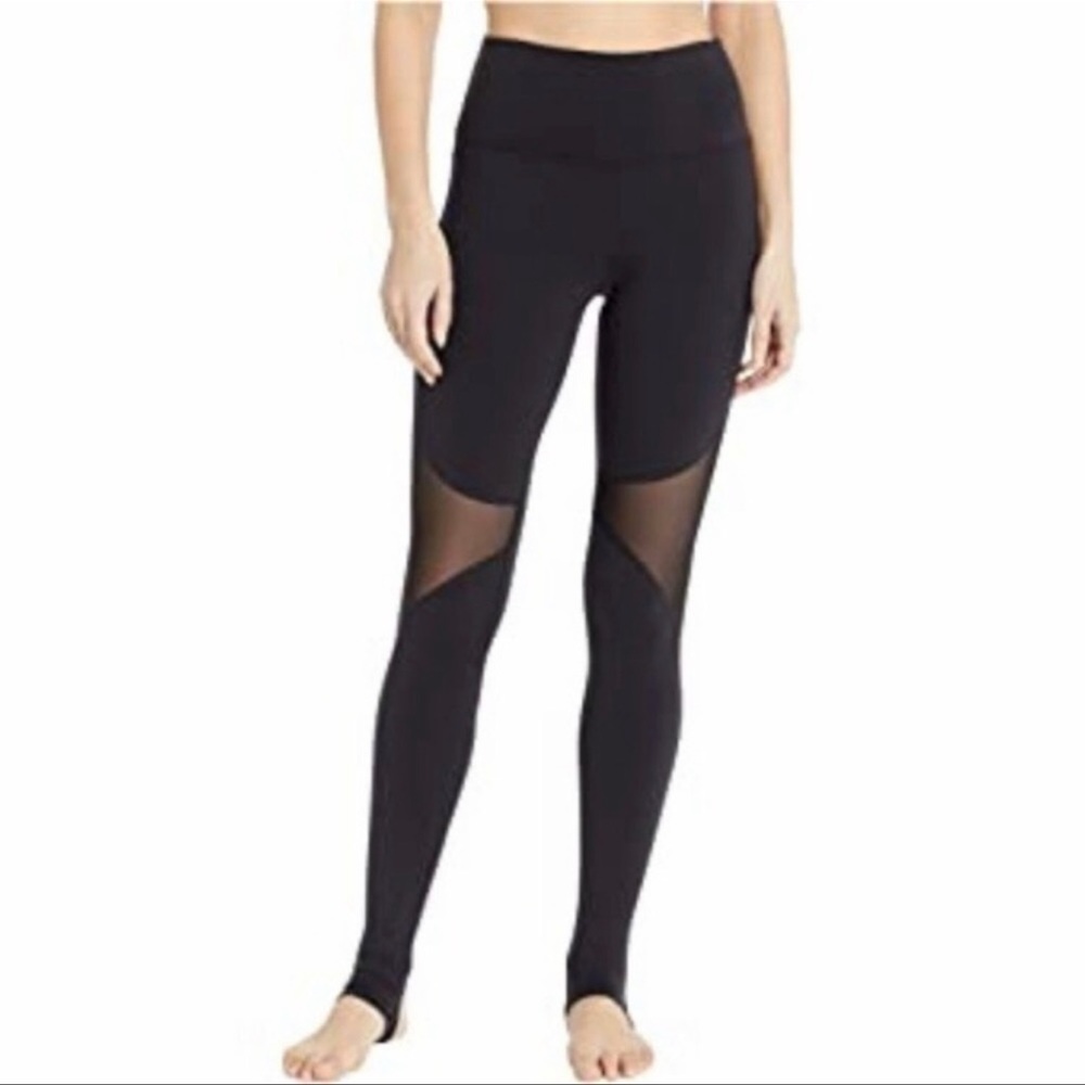 Alo Yoga Black Mesh Panel Stirrup Leggings